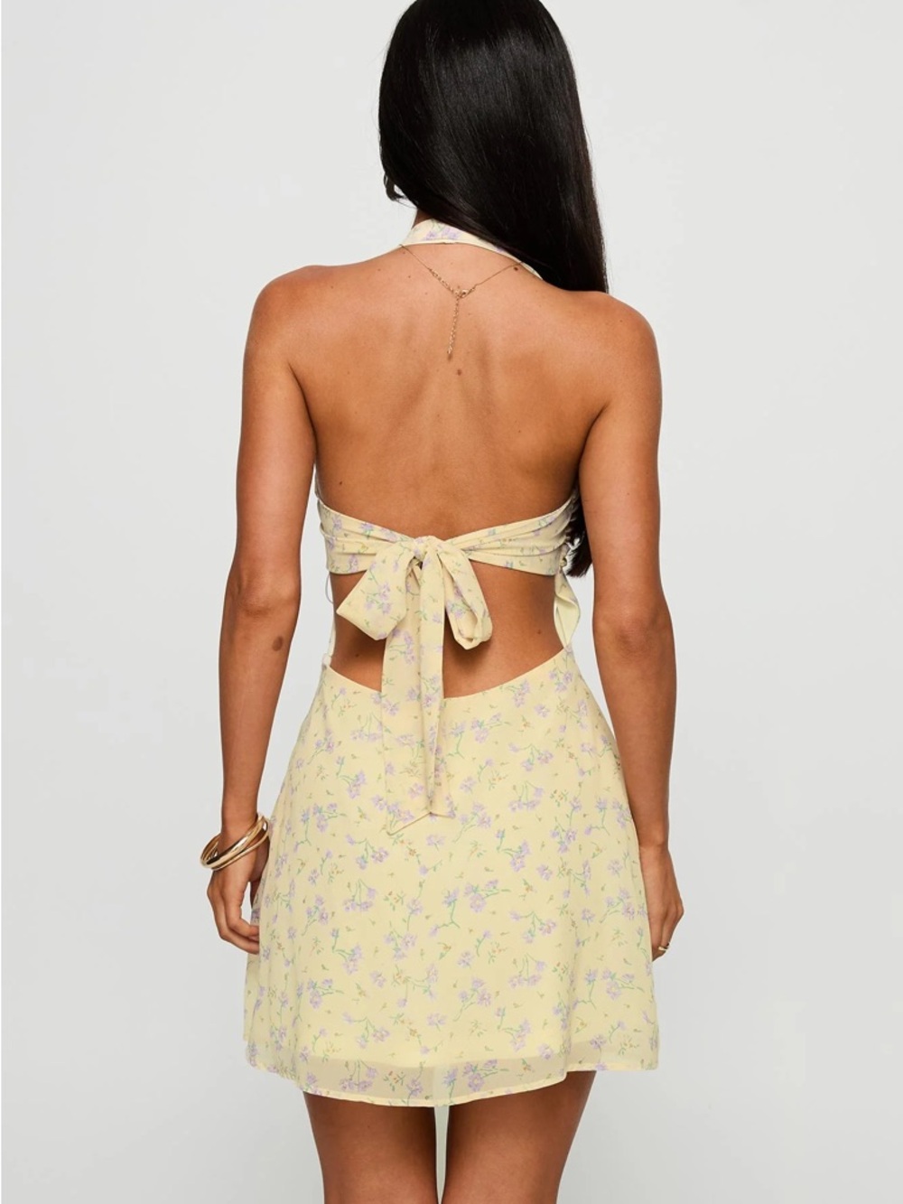 Princess Polly Rosamie Pale Yellow Floral Square-Neck Mini Dress - Picture 4 of 4